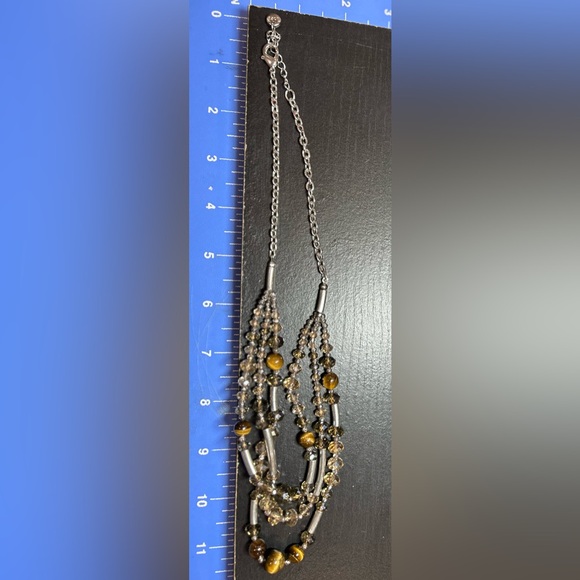 Loft Silver Tone 3 Strand Beaded Necklace - Picture 3 of 8